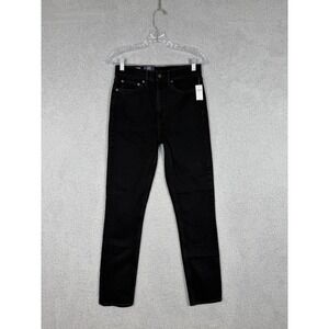 Gap Women's High Rise Cigarette Jeans Size 28x31 Tall Black Stretch Denim NEW